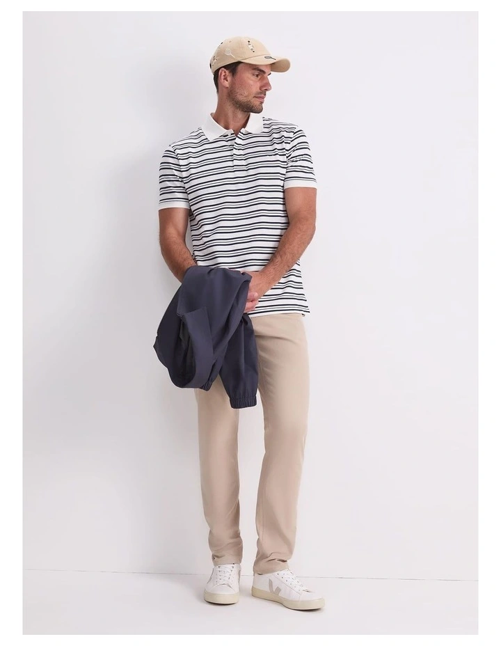 Stripe Pique Polo in White image 1