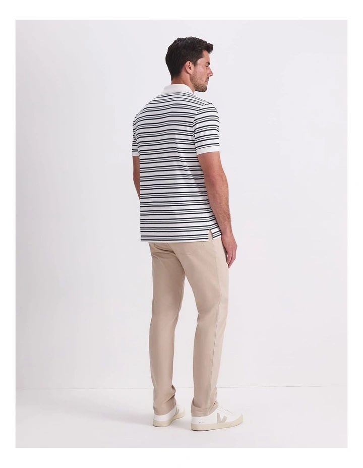 Stripe Pique Polo in White image 2