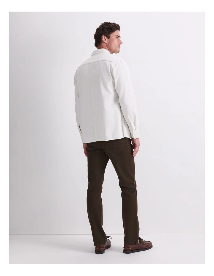 Double Pocket Long Sleeve Overshirt in White image 2