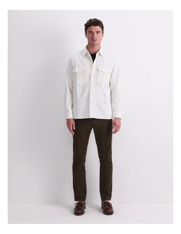 Double Pocket Long Sleeve Overshirt in White image 4