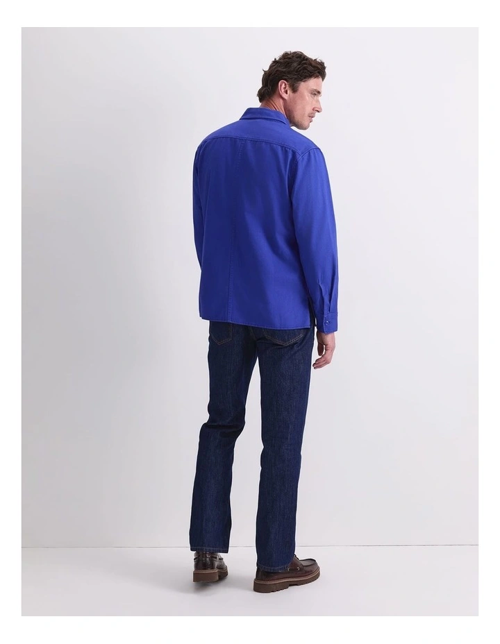 Double Pocket Long Sleeve Overshirt in Cobalt image 2