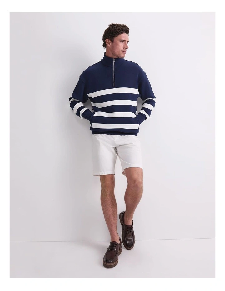 Stripe Zip Sweatshirt in Navy image 5