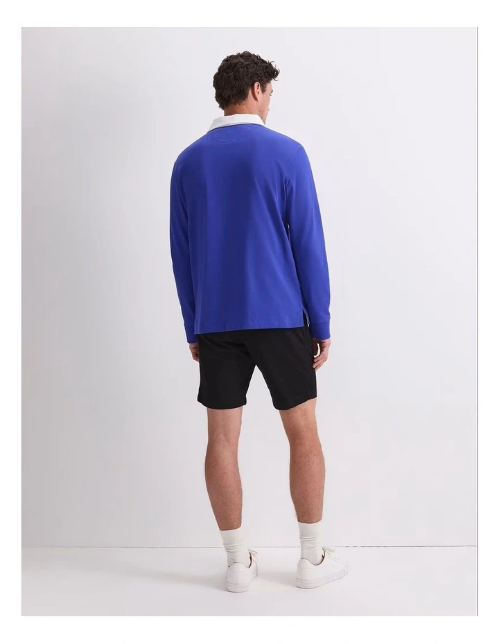 Long Sleeve Rugby Polo T-shirt in Cobalt image 2