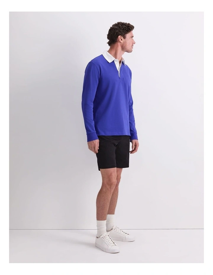 Long Sleeve Rugby Polo T-shirt in Cobalt image 3