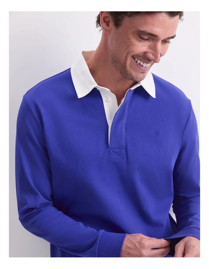 Long Sleeve Rugby Polo T-shirt in Cobalt image 5