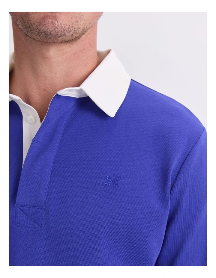 Long Sleeve Rugby Polo T-shirt in Cobalt image 6