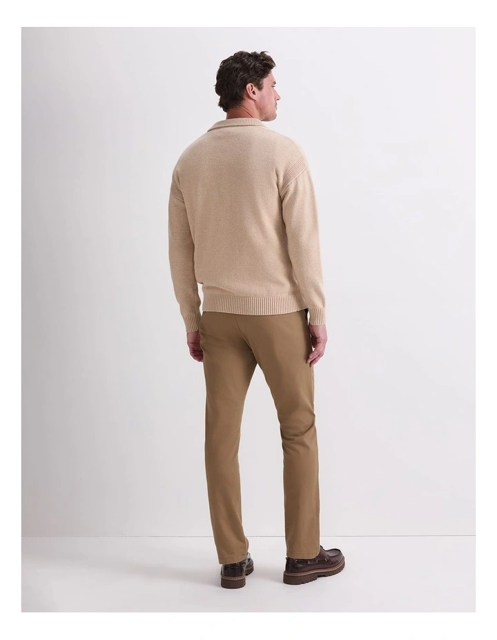 Long Sleeve Knit Polo in String image 2