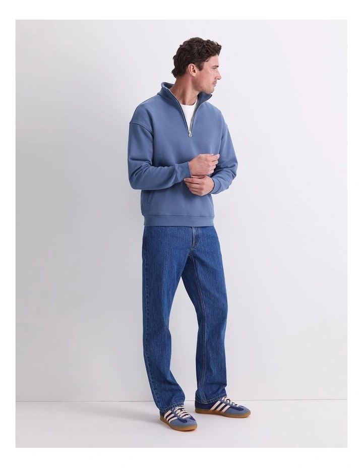Quater Zip Sweatshirt in Blue image 3