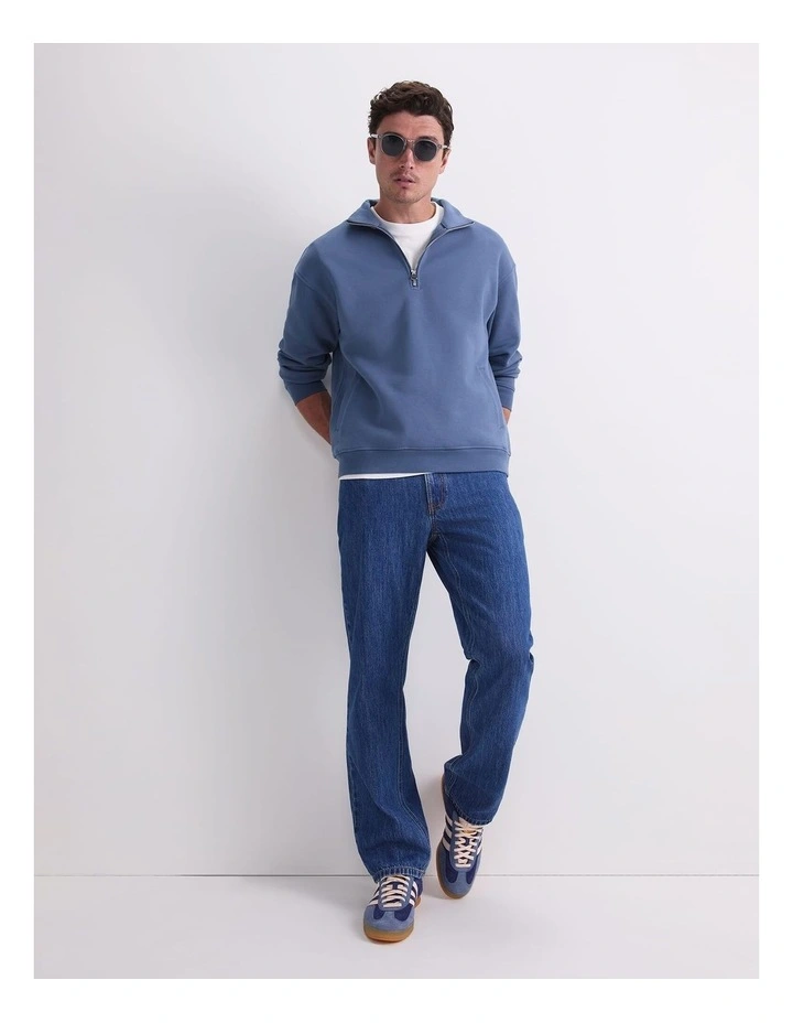 Quater Zip Sweatshirt in Blue image 5