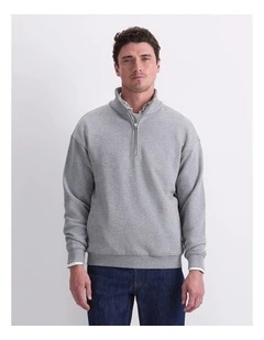 Quarter Zip Sweatshirt in Grey Marle
