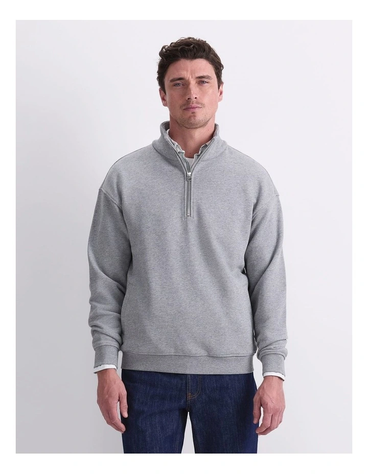 Quarter Zip Sweatshirt in Grey Marle image 1