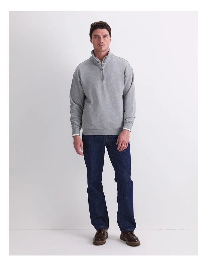 Quarter Zip Sweatshirt in Grey Marle image 4