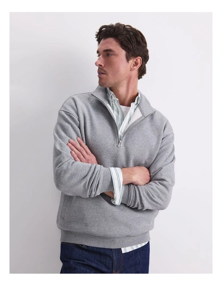Quarter Zip Sweatshirt in Grey Marle image 6