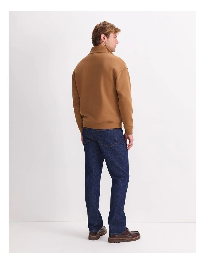 Quater Zip Sweatshirt in Camel image 2