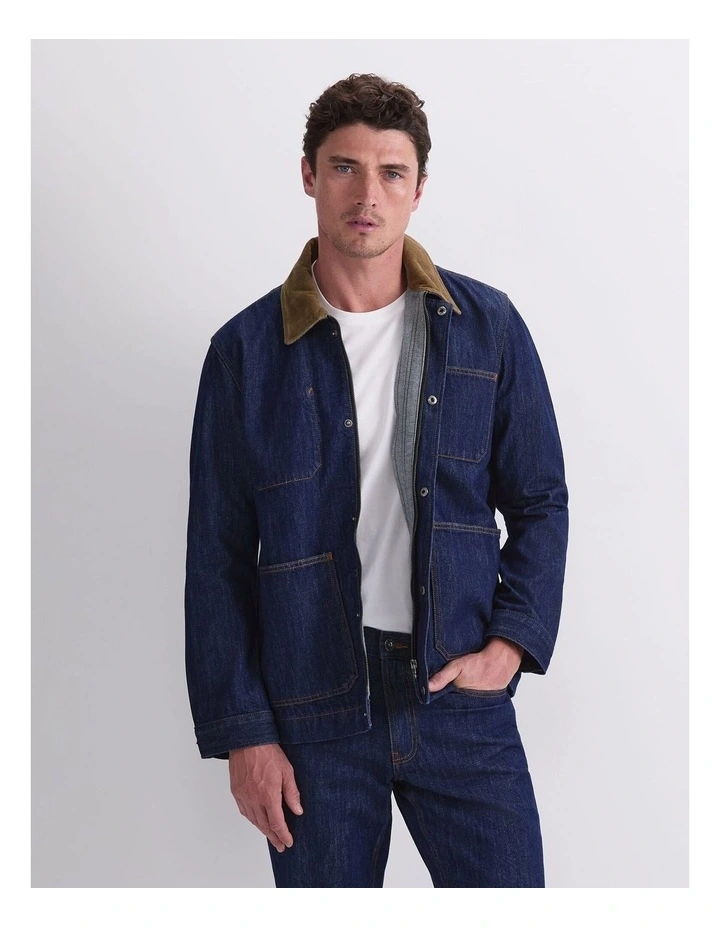 Denim Chore Jacket in Raw Indigo image 1