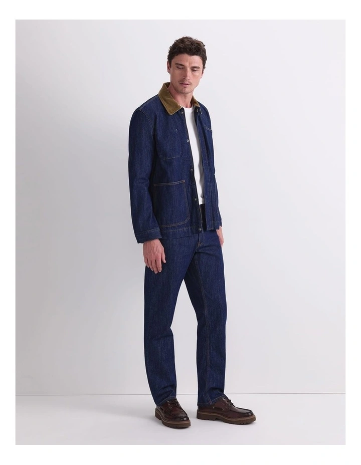 Denim Chore Jacket in Raw Indigo image 3