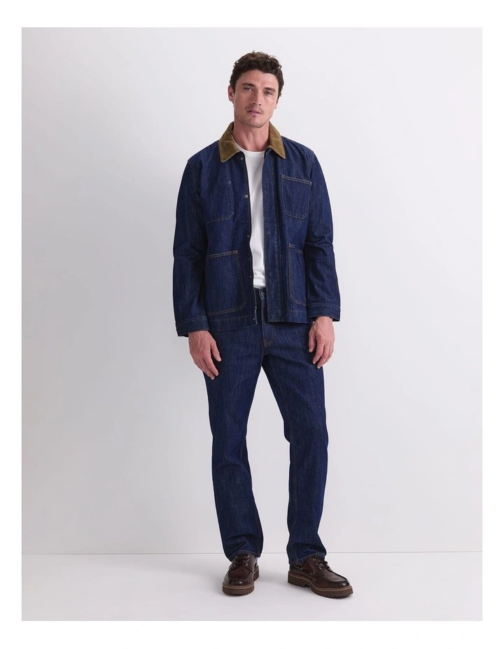 Denim Chore Jacket in Raw Indigo image 4