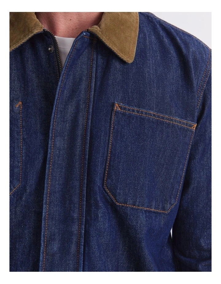 Denim Chore Jacket in Raw Indigo image 7