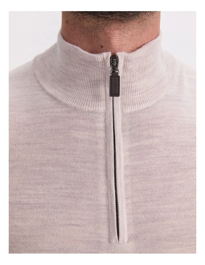 Merino Quarter Zip Knit Sweaters in Oatmeal image 7