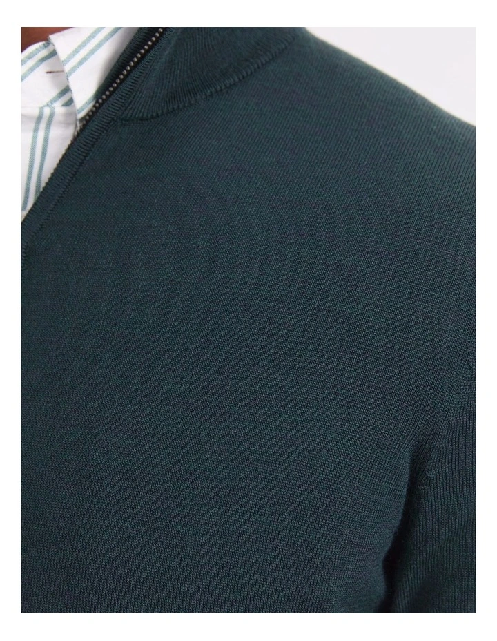 Merino Quarter Zip Knit in Green image 7