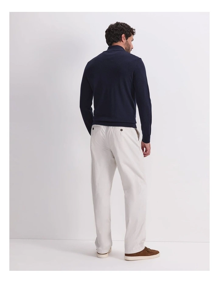 Merino Quarter Zip Knit Sweaters in Navy image 2