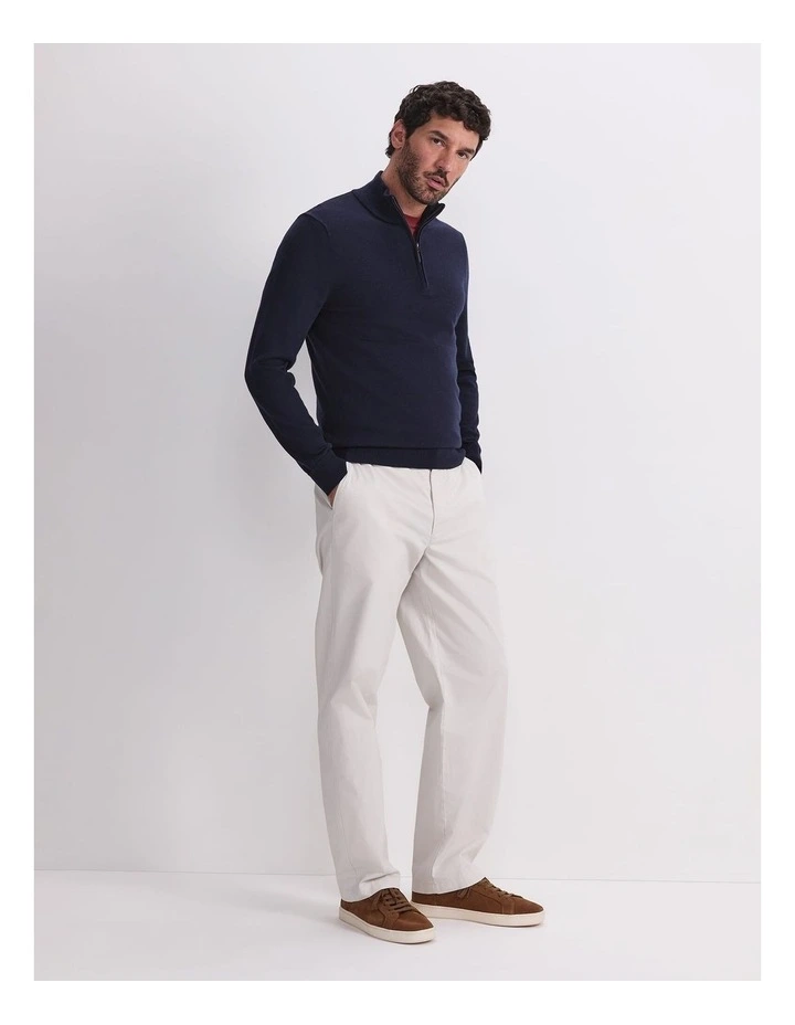 Merino Quarter Zip Knit Sweaters in Navy image 3