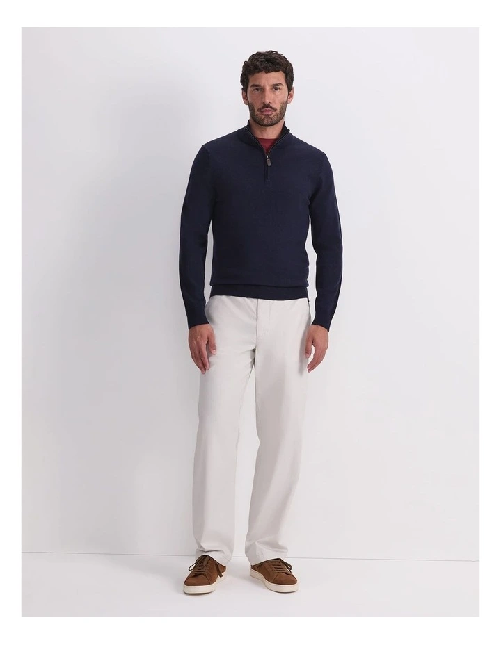 Merino Quarter Zip Knit Sweaters in Navy image 4