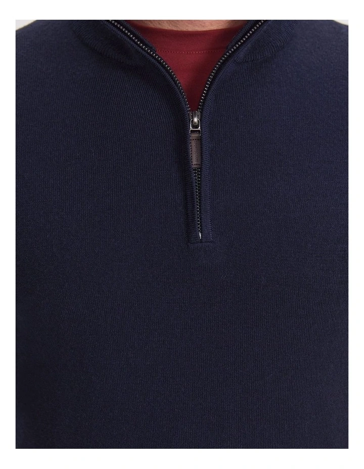 Merino Quarter Zip Knit Sweaters in Navy image 7
