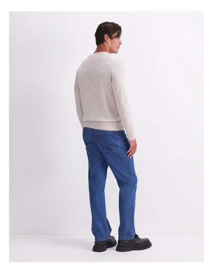 Merino V-Neck Knit in Beige image 2