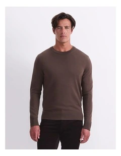 Merino Crew Neck Knit in Brown