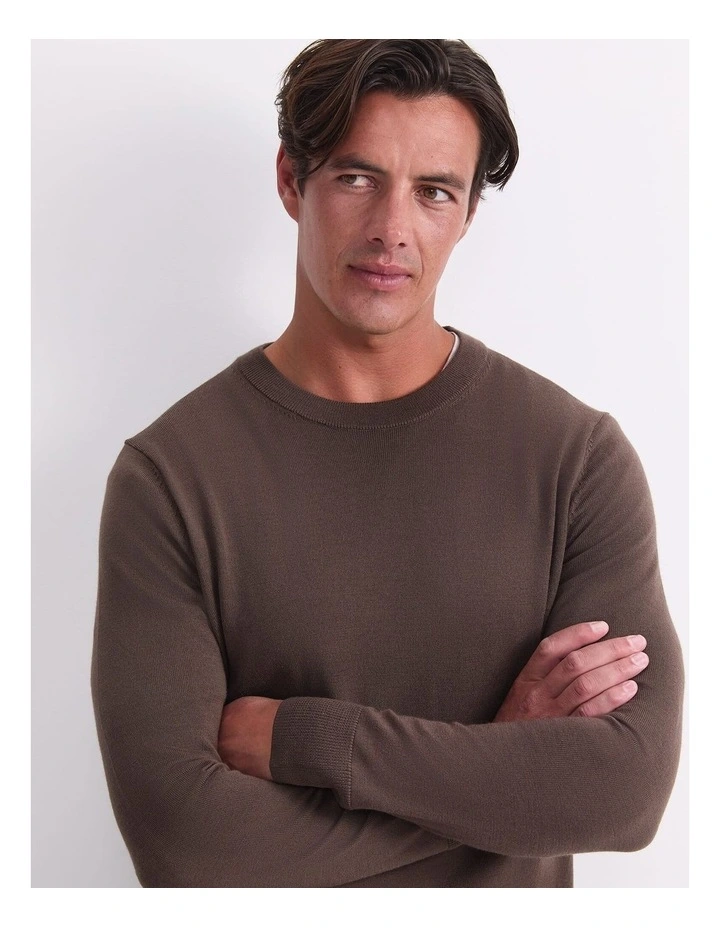Merino Crew Neck Knit in Brown image 5