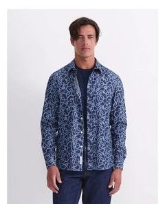 Rope Long Sleeve Print Shirt in Blue