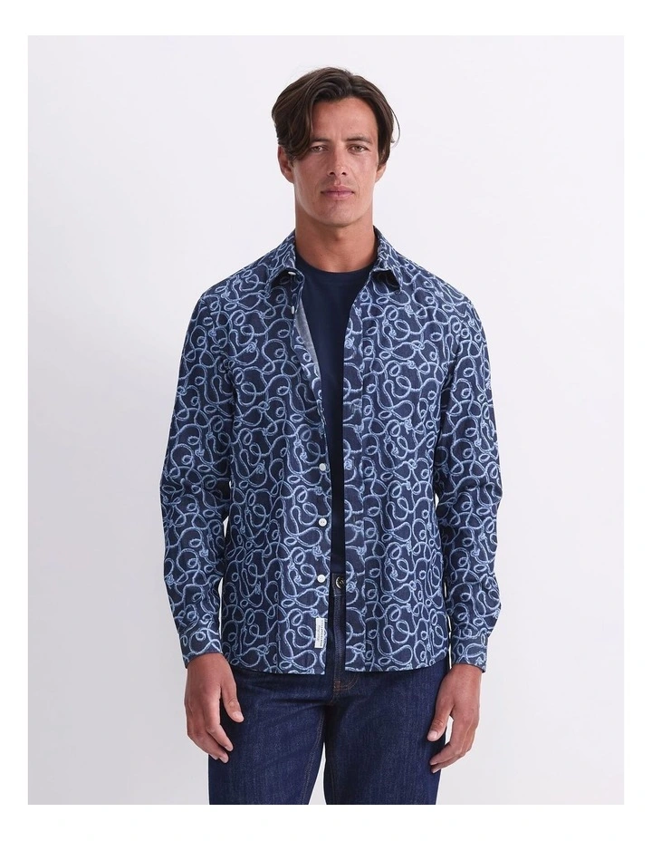 Rope Long Sleeve Print Shirt in Blue image 1