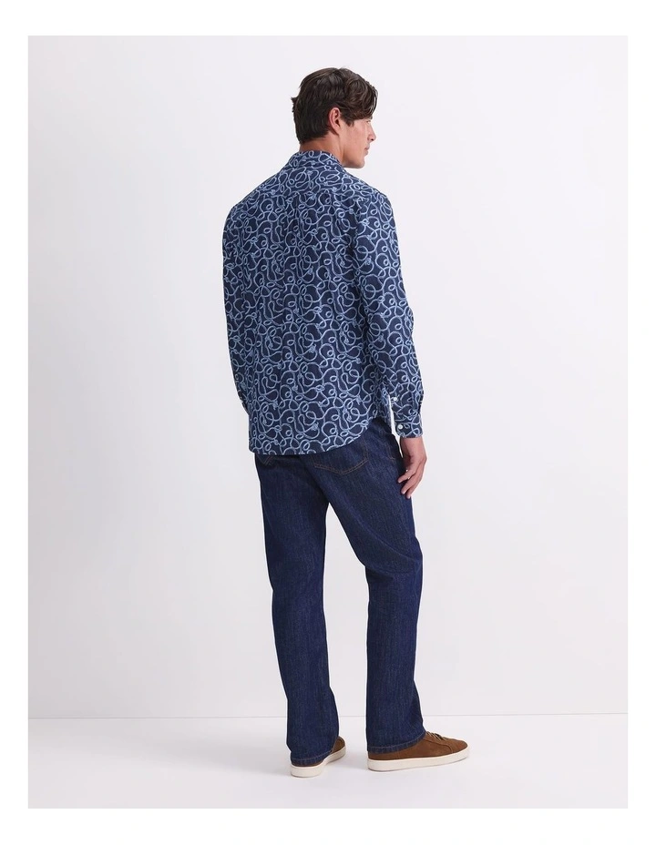 Rope Long Sleeve Print Shirt in Blue image 2