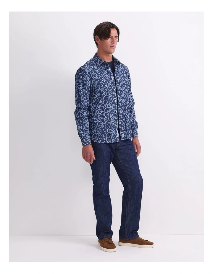 Rope Long Sleeve Print Shirt in Blue image 3