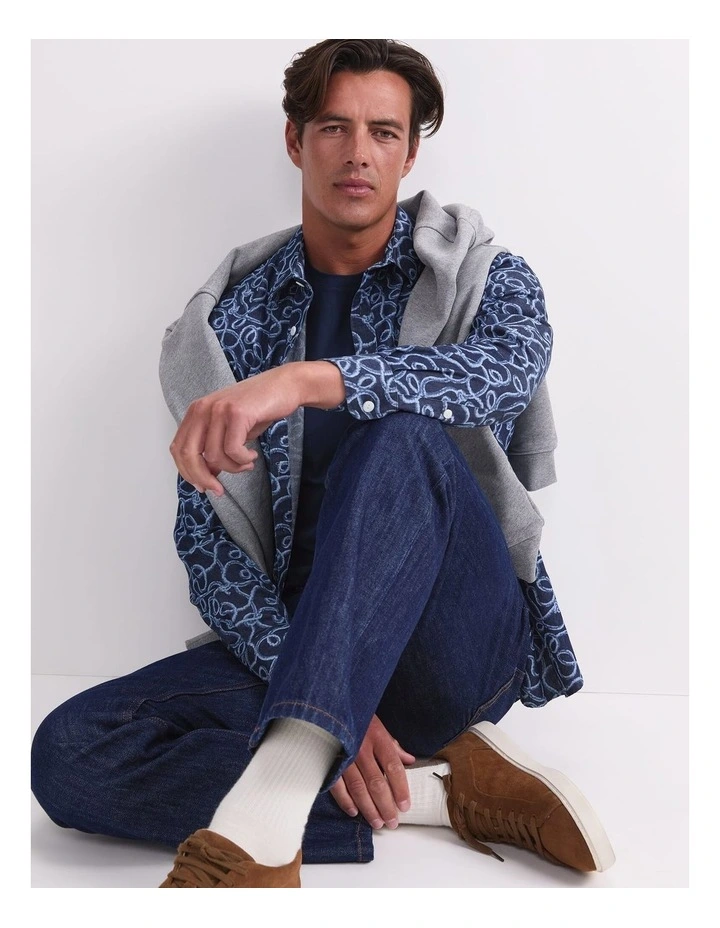 Rope Long Sleeve Print Shirt in Blue image 5