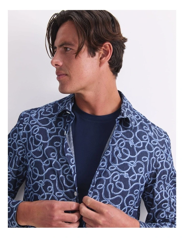 Rope Long Sleeve Print Shirt in Blue image 6
