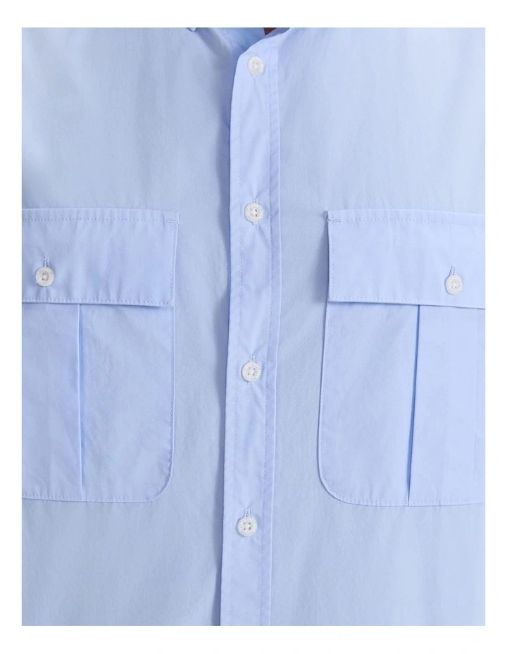 Long Sleeve Military Shirt in Blue image 7