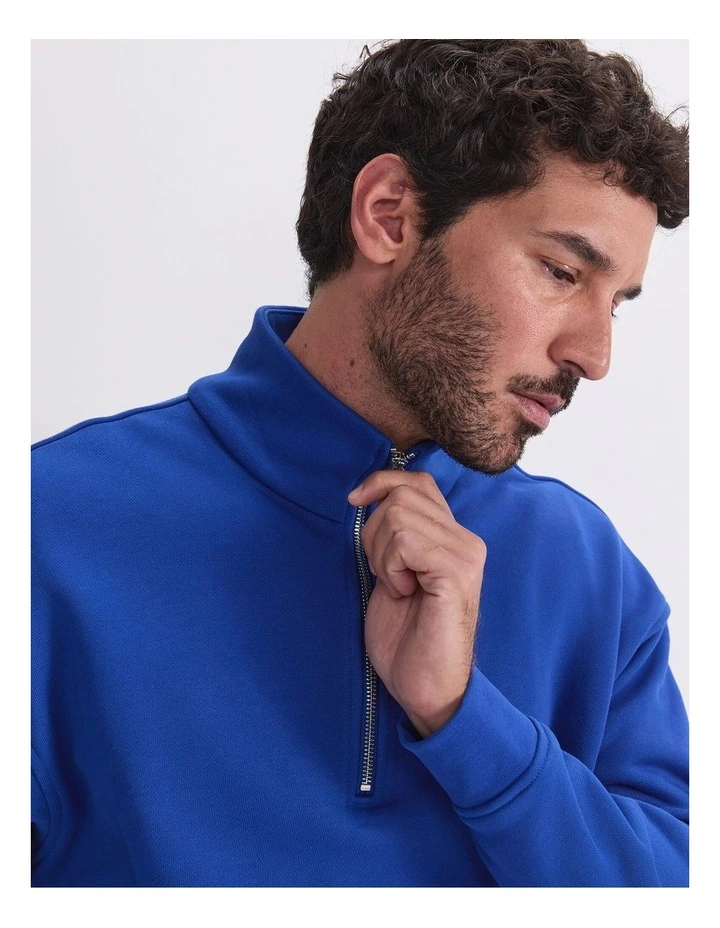 Quarter Zip Sweatshirt in Blue image 6