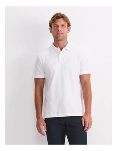 Pique Polo in White