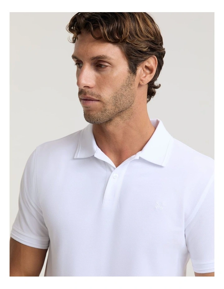 Pique Polo in White image 5
