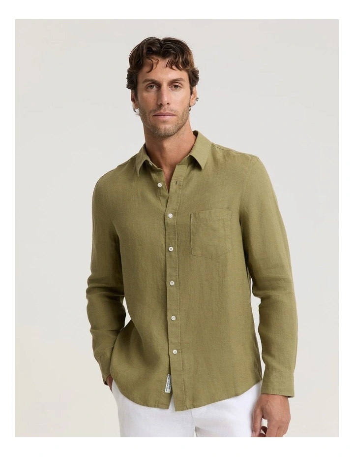Long Sleeve Linen Yarn-Dyed Shirt image 1