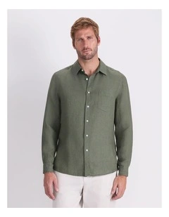Long Sleeve Linen Yarn-Dyed Shirt