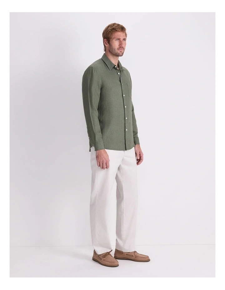 Long Sleeve Linen Yarn-Dyed Shirt image 3