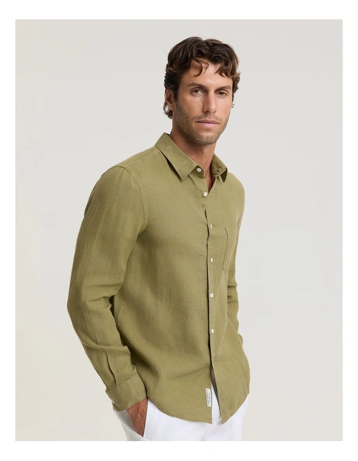 Long Sleeve Linen Yarn-Dyed Shirt image 4