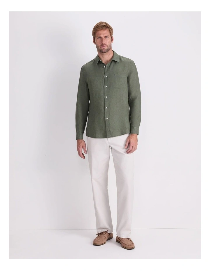 Long Sleeve Linen Yarn-Dyed Shirt image 4