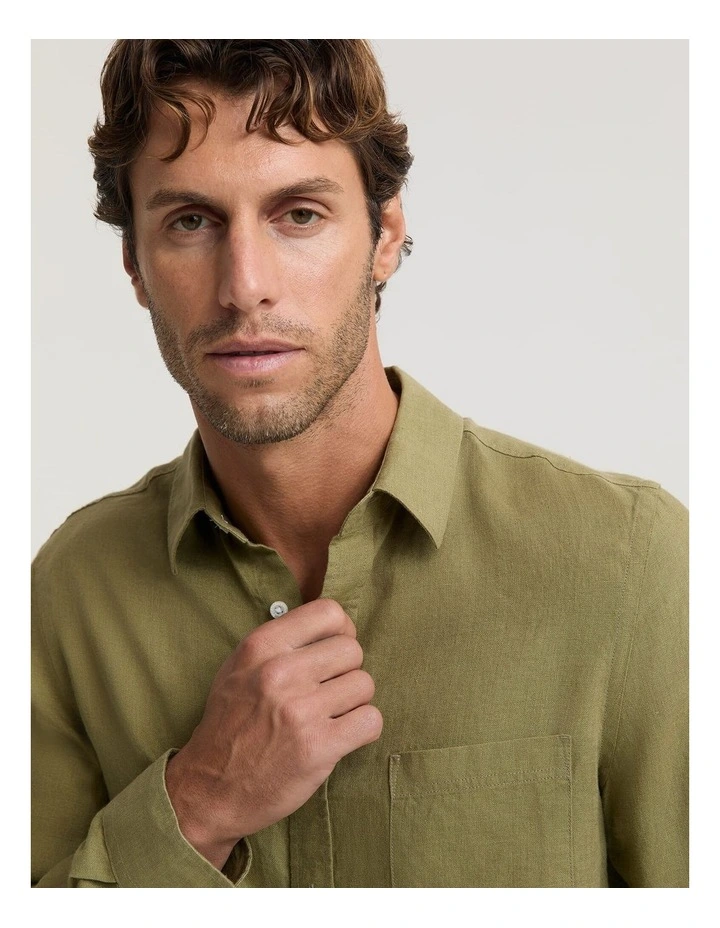 Long Sleeve Linen Yarn-Dyed Shirt image 5