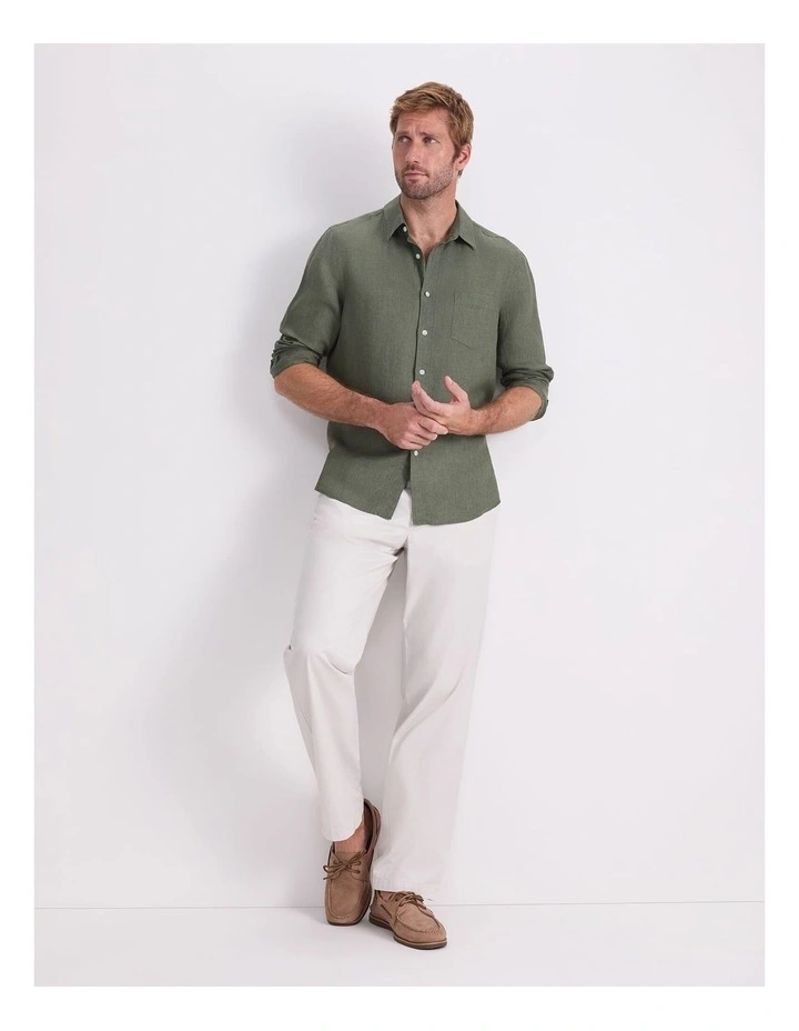 Long Sleeve Linen Yarn-Dyed Shirt image 5