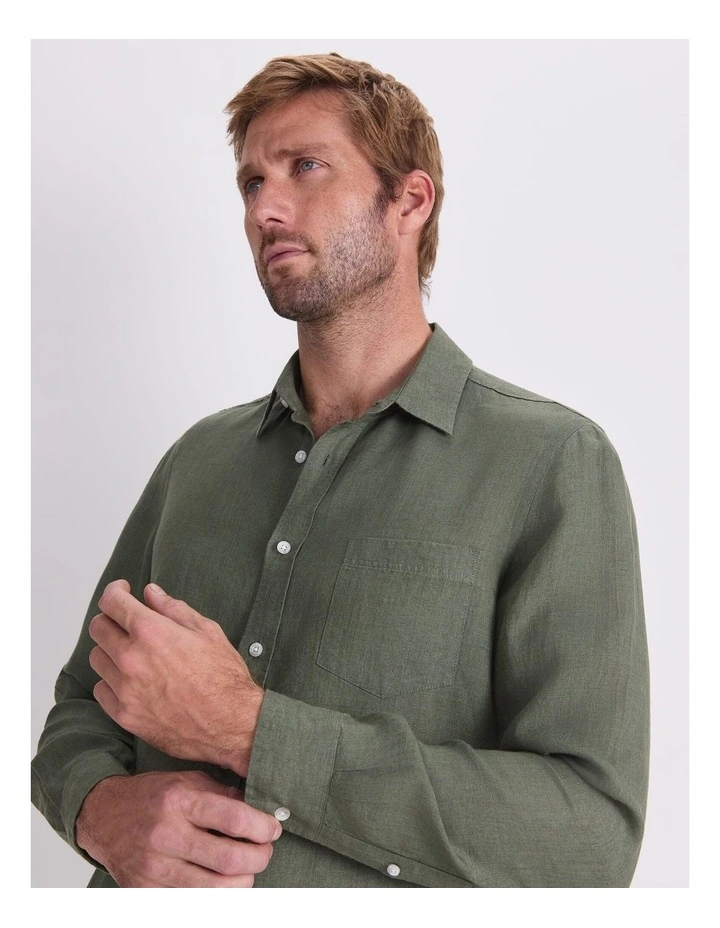 Long Sleeve Linen Yarn-Dyed Shirt image 6