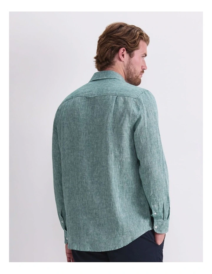 Long Sleeve Linen Yarn-Dyed Shirt image 2